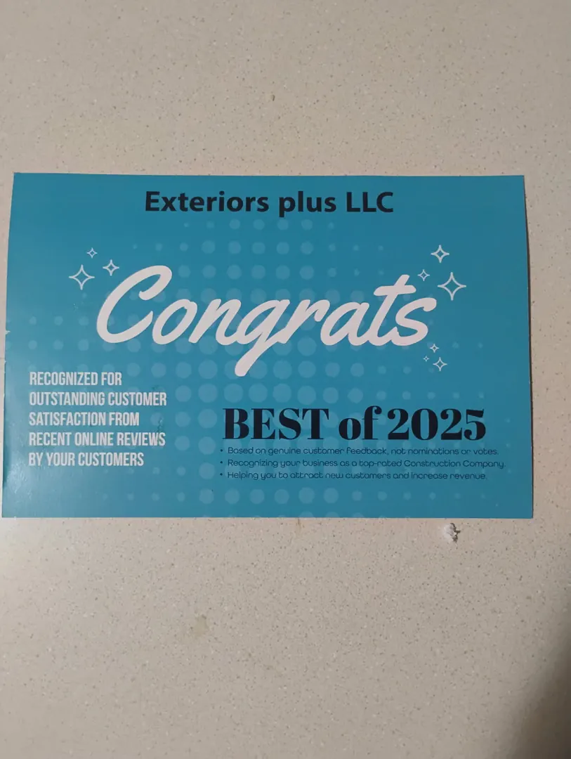 Best of 2025 customer satisfaction award card for Exteriors Plus LLC