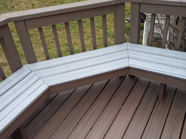 Deck bench and railing in two-tone composite